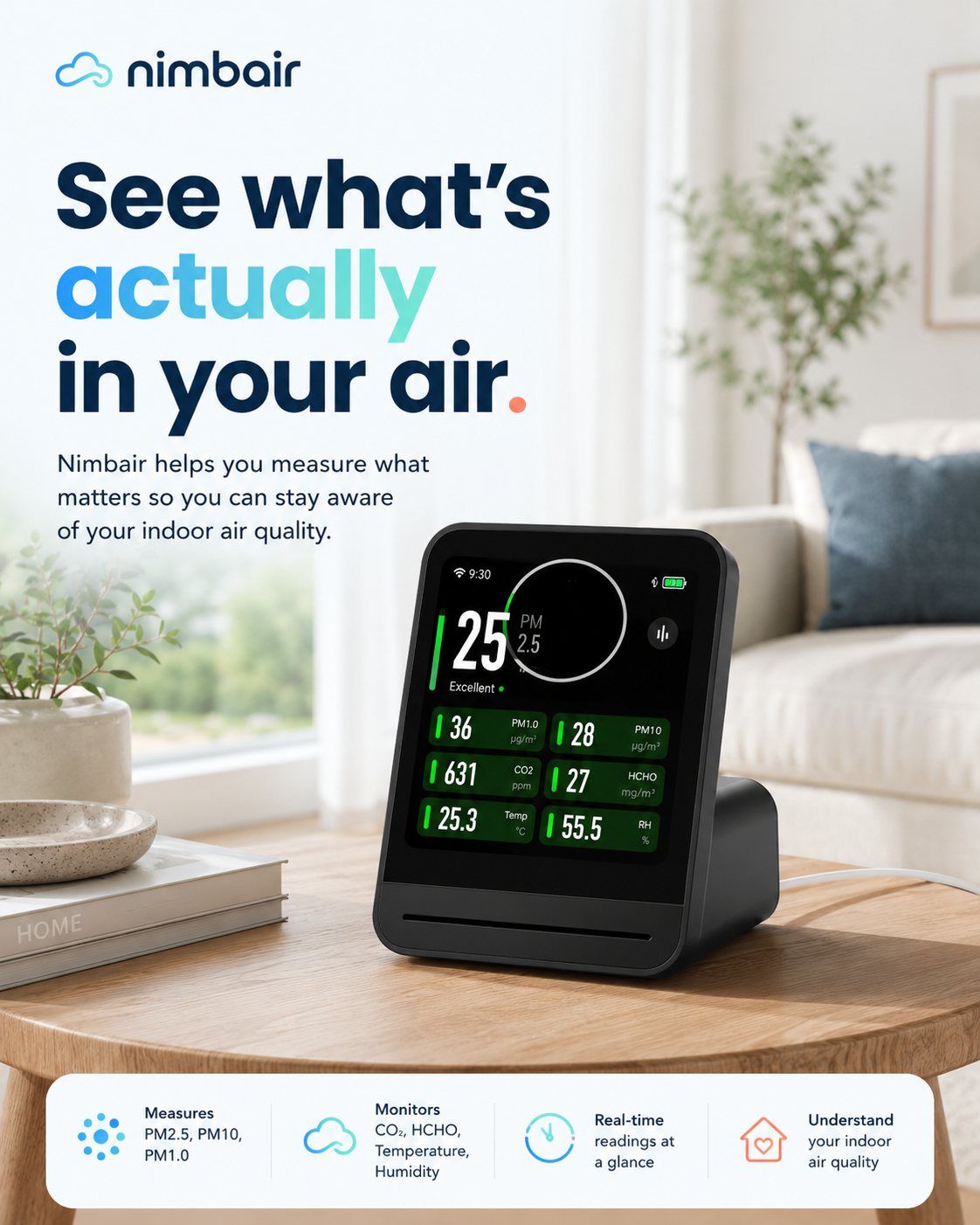 Nimbair Sense — Indoor Air Quality Monitor (PM2.5)