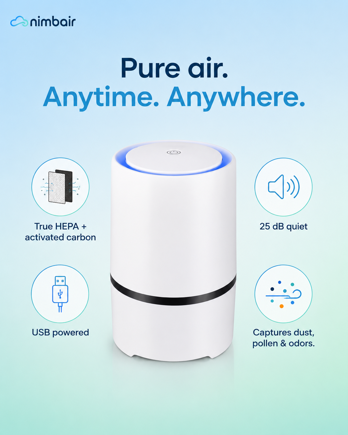 Nimbair Desk — Personal USB Air Purifier